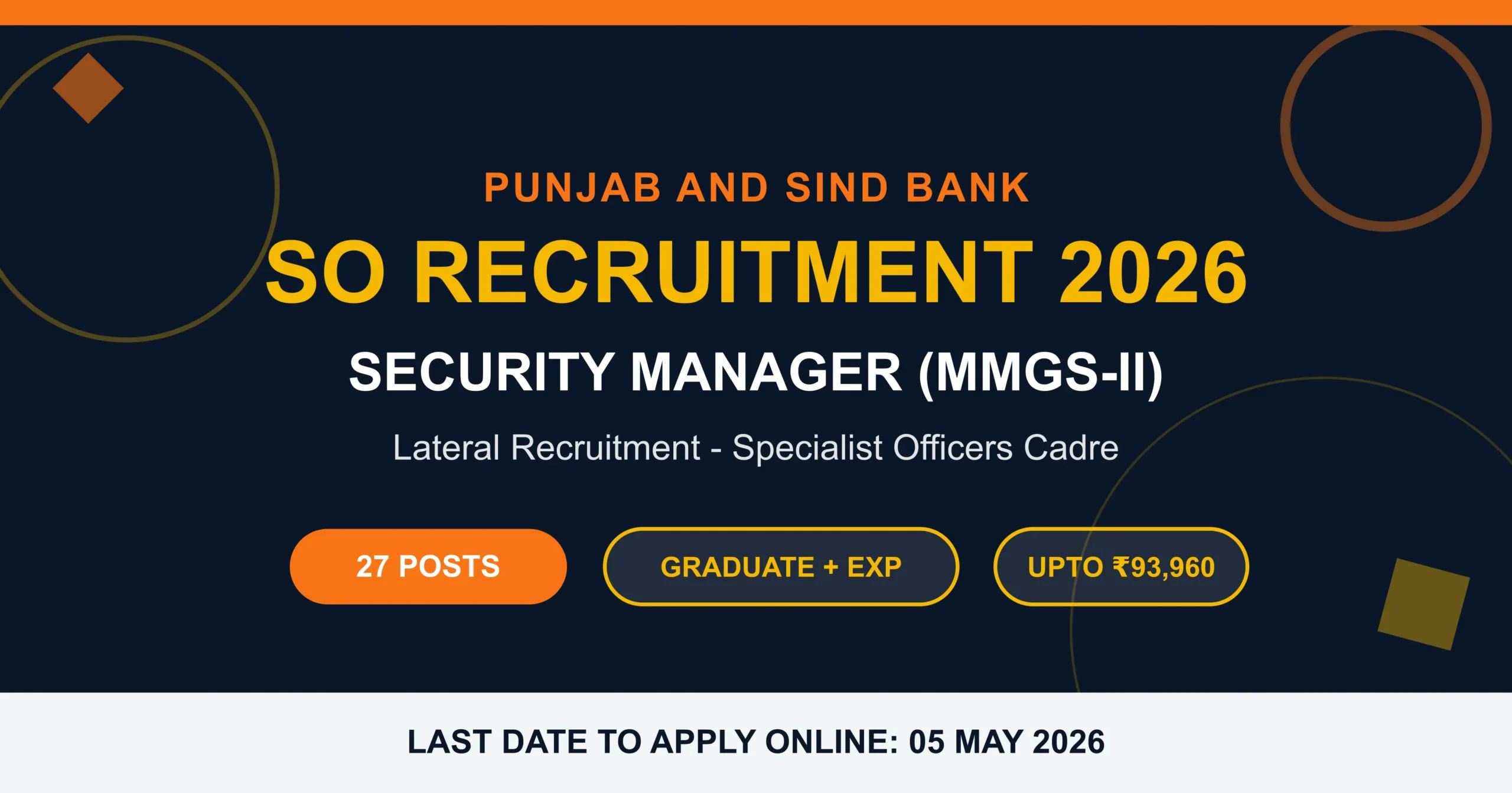 Punjab and Sind Bank SO Recruitment 2026