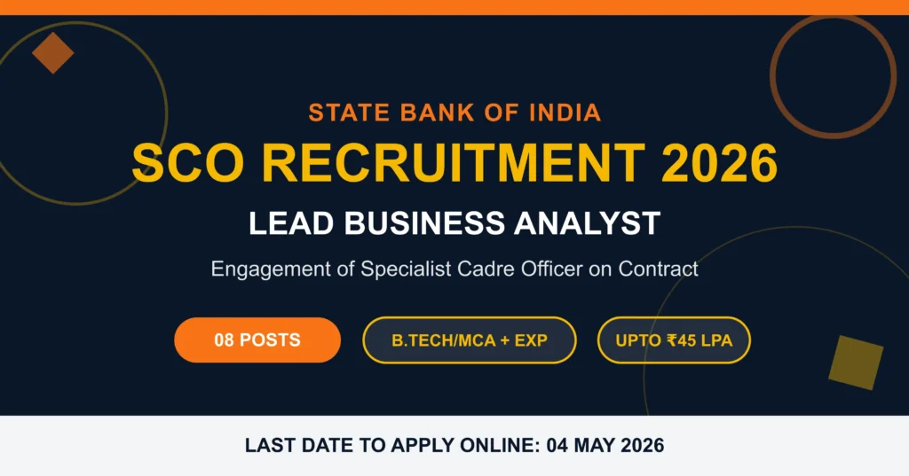 SBI SCO Recruitment 2026 Apply Online for Lead Business Analyst Posts