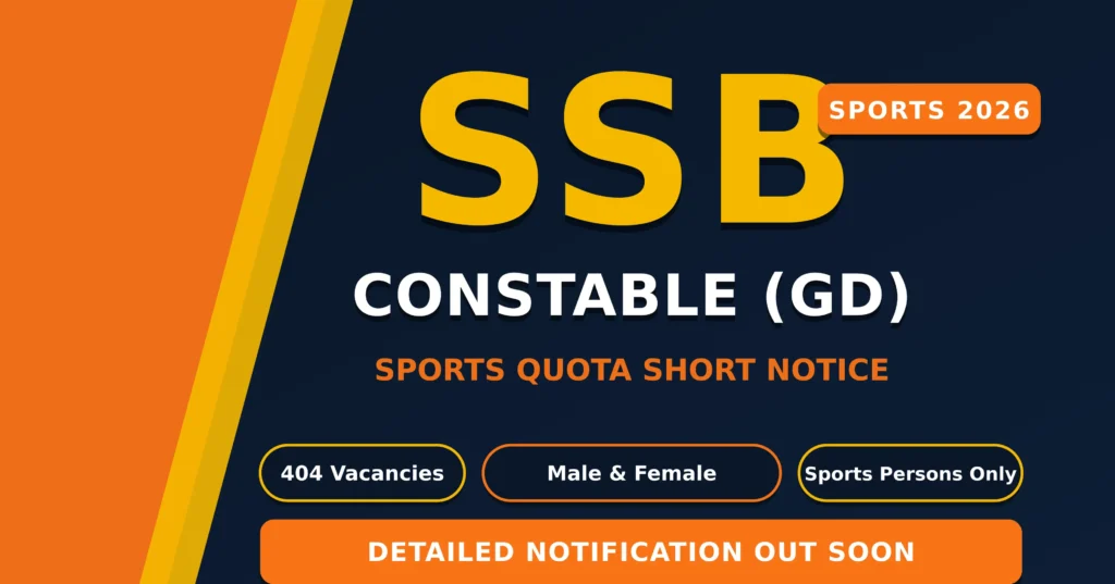 SSB Sports Quota Recruitment 2026